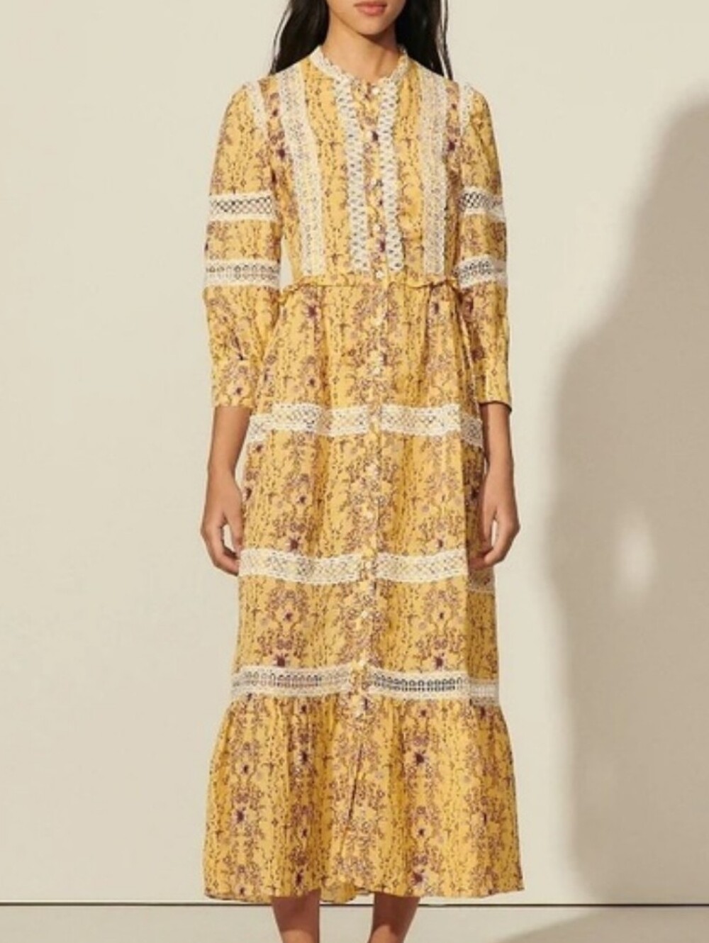 NWOT SANDRO | $580 Angeliqua Lace Detailed Maxi Dress - Picture 6 of 11